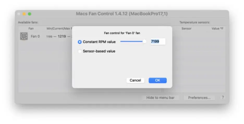 Điều khiển quạt macbook bằn macs fan control
