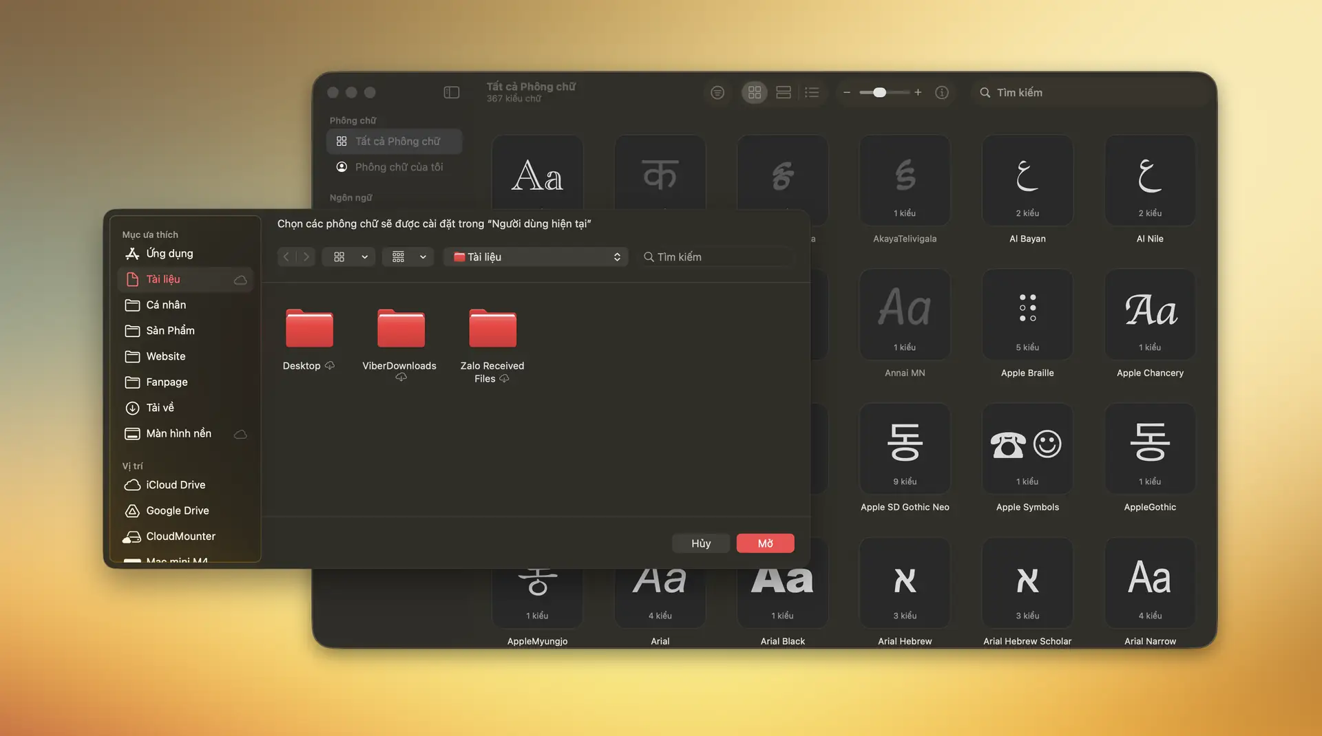 Cách cài font chữ cho MacBook