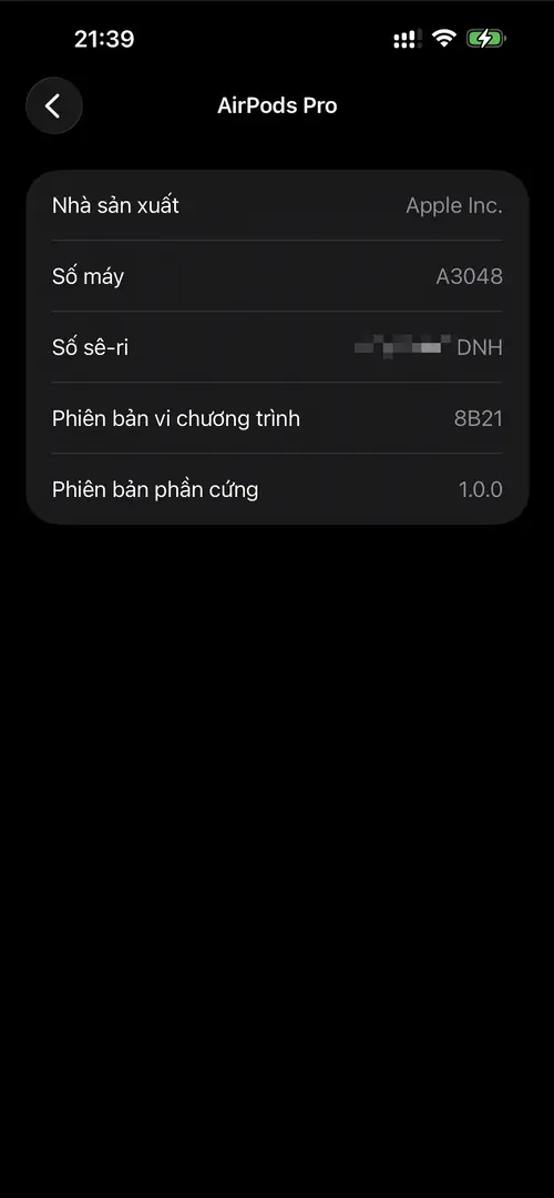 Cách kiểm tra phiên bản Firmware AirPods