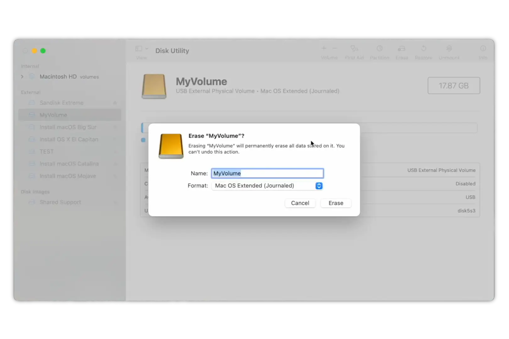 Disk Utility (Tiện ích Ổ đĩa).