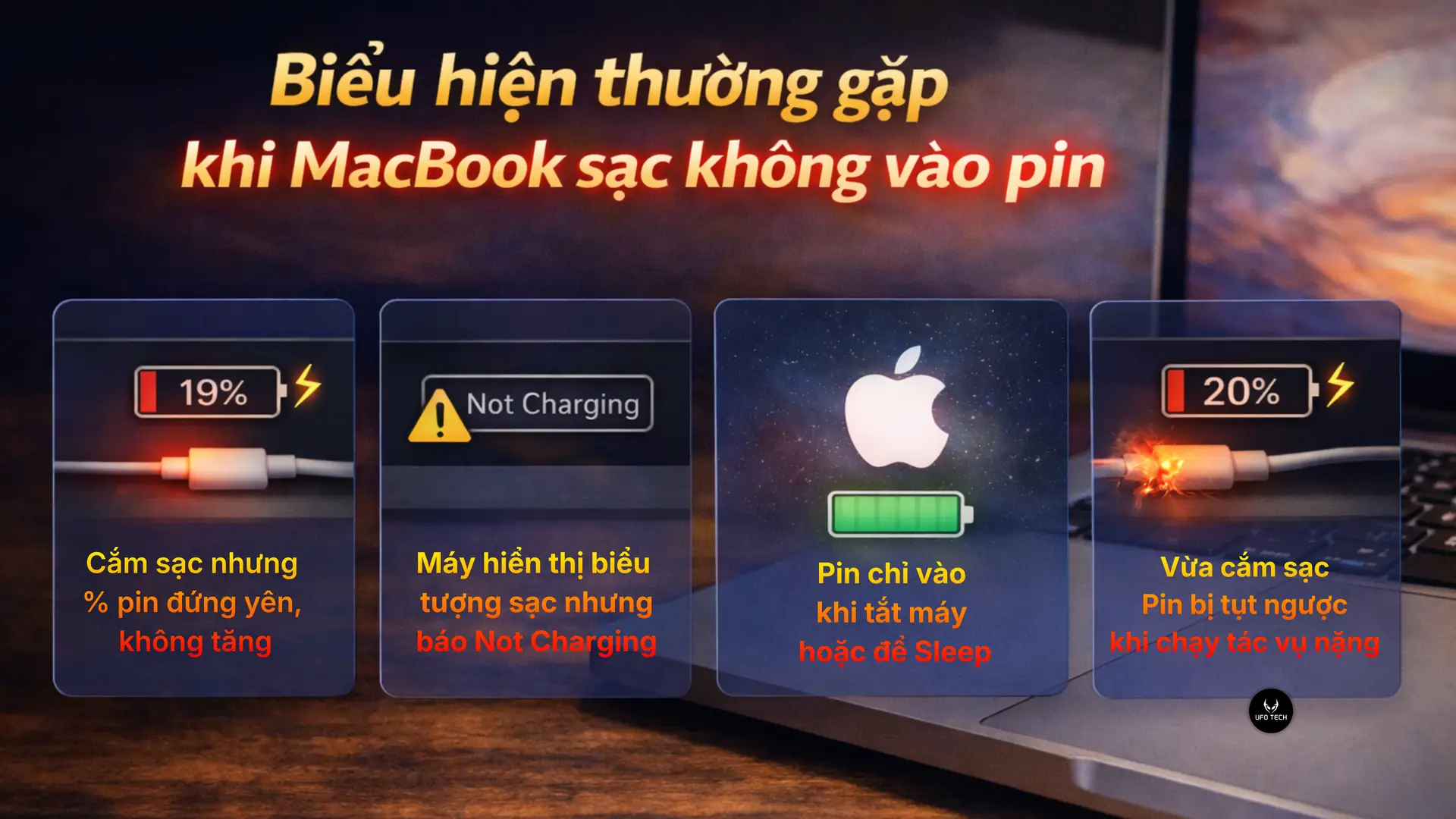Những biểu hiện mà bạn thường gặp khi sạc MacBook không vào pin