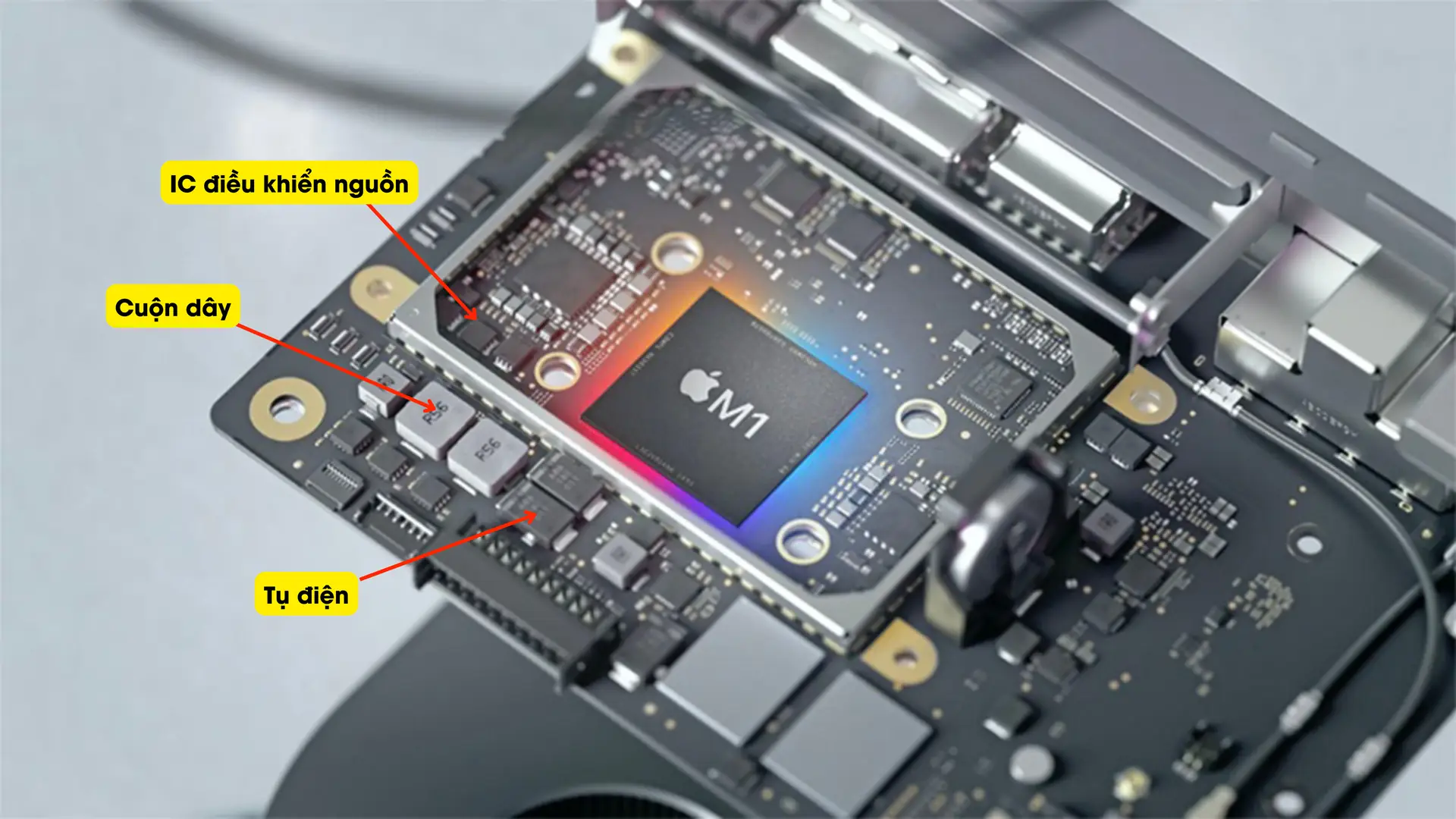 Các linh kiện cấp nguồn cho CPU, GPU trên main MacBook hoạt động