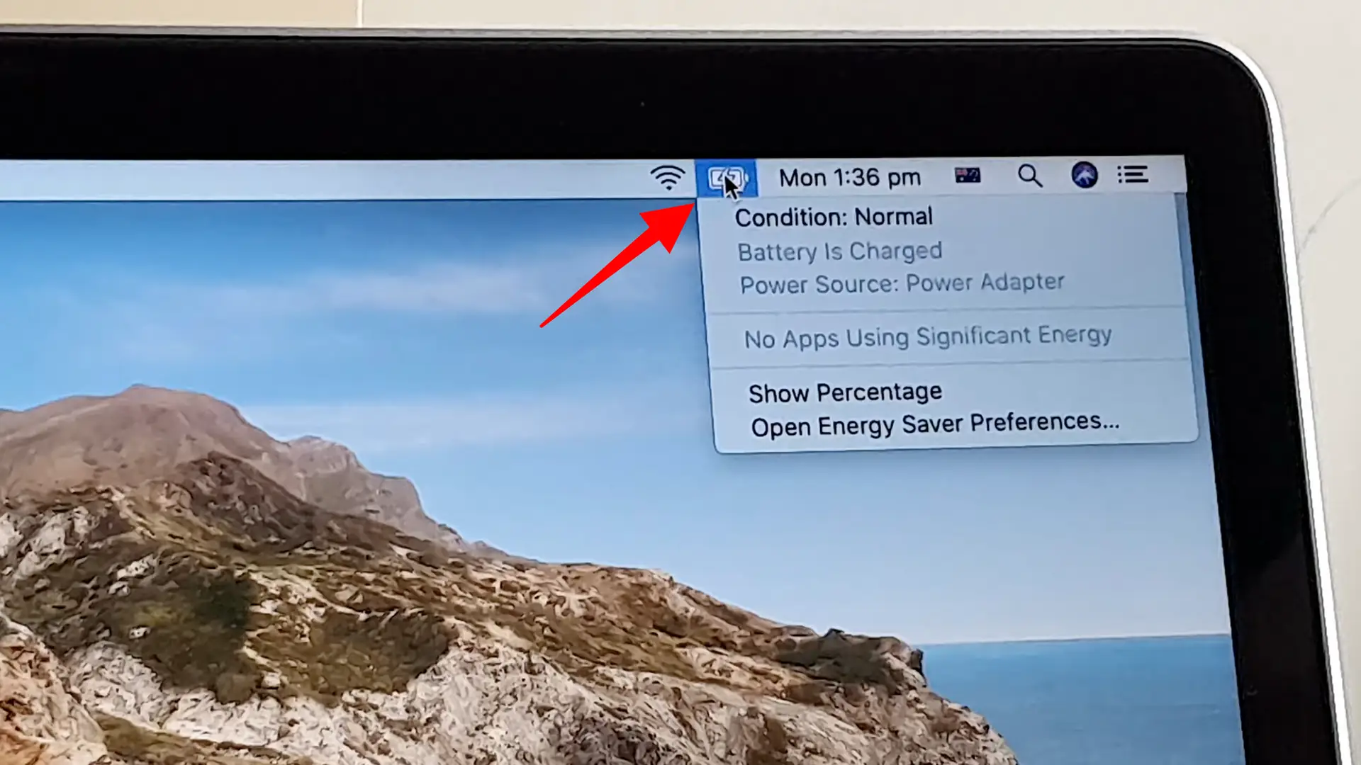 kiểm tra pin macbook trên thanh menu