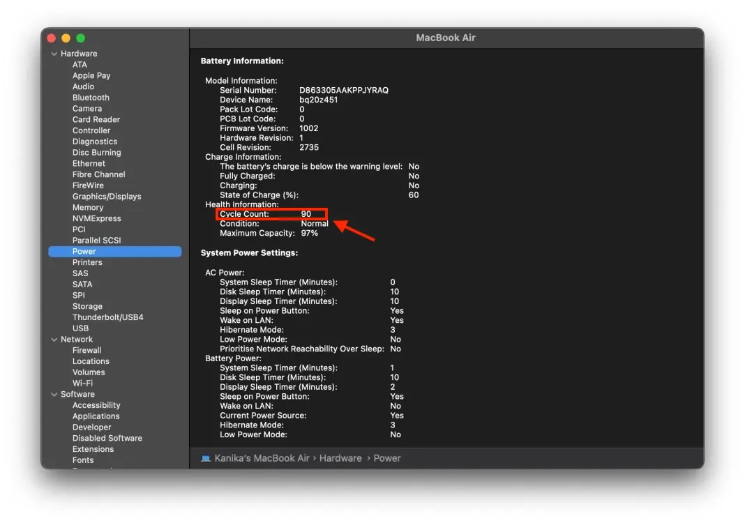 Giao diện kiểm tra Cycle Count chi tiết trên macOS.