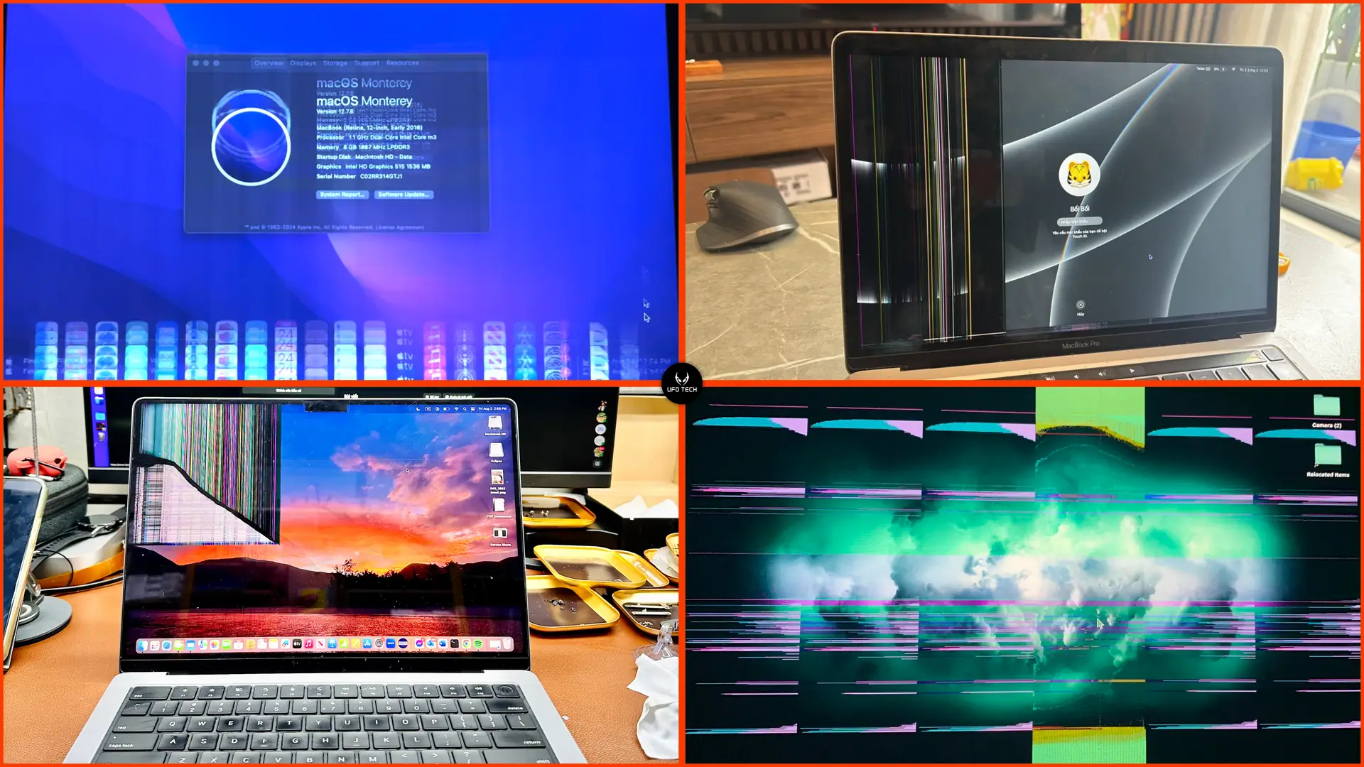 Dấu hiệu màn hình MacBook bị sọc dọc do lỗi Panel hoặc cáp tín hiệu