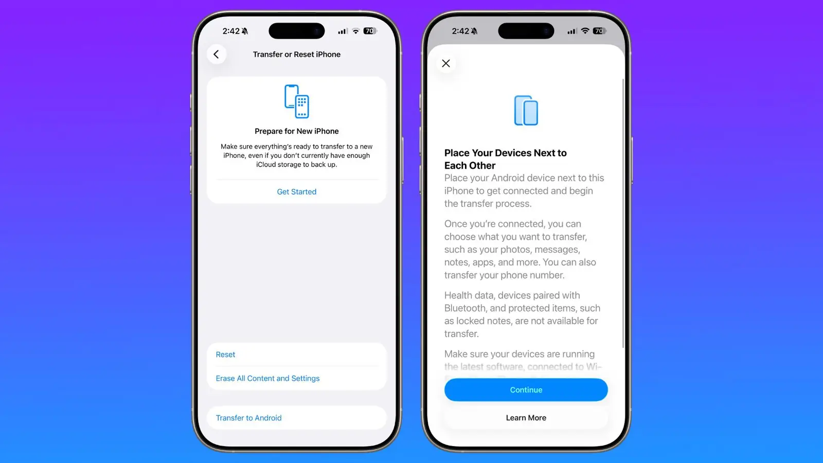 Truyền dữ liệu từ ios sang Android nhanh chóng trong bản ios 26.3