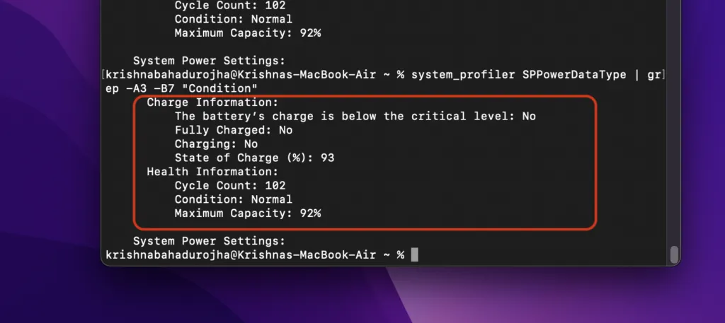 Cách kiểm tra pin MacBook bằng Terminal