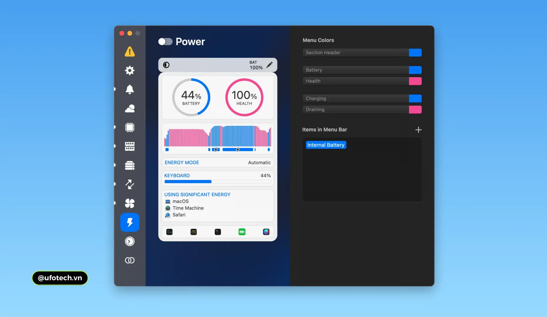 Phần mềm kiểm tra pin MacBook - iStat Menus